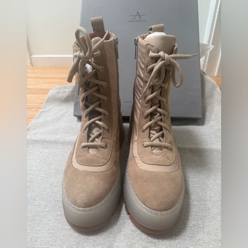 Aquatalia Women's Lace Up Tan Boots